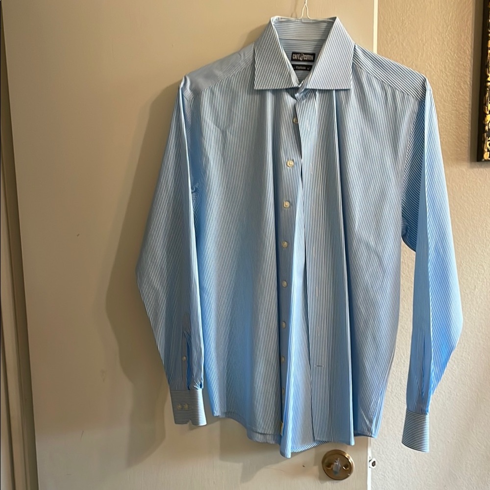 Men's Light Blue Striped Dress Shirt